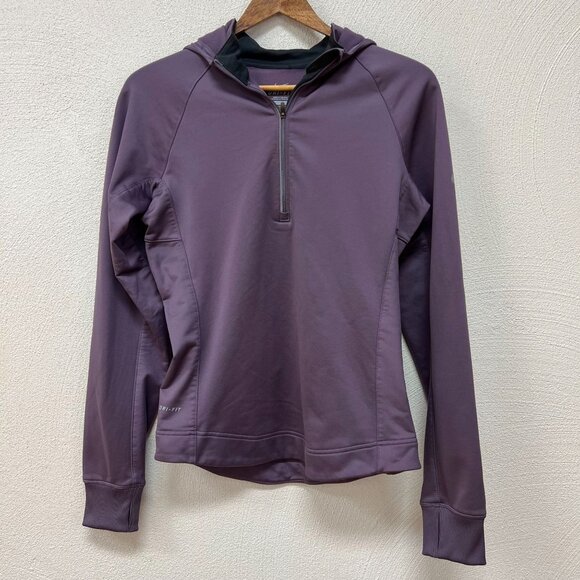 Nike Dri Fit Half Zip Training Fleece Hoodie Pullover Sweatshirt In Purple Small - Picture 1 of 9